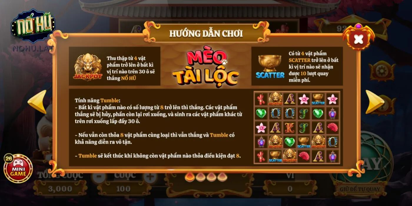 Hướng dẫn chơi game Mèo Tài Lộc