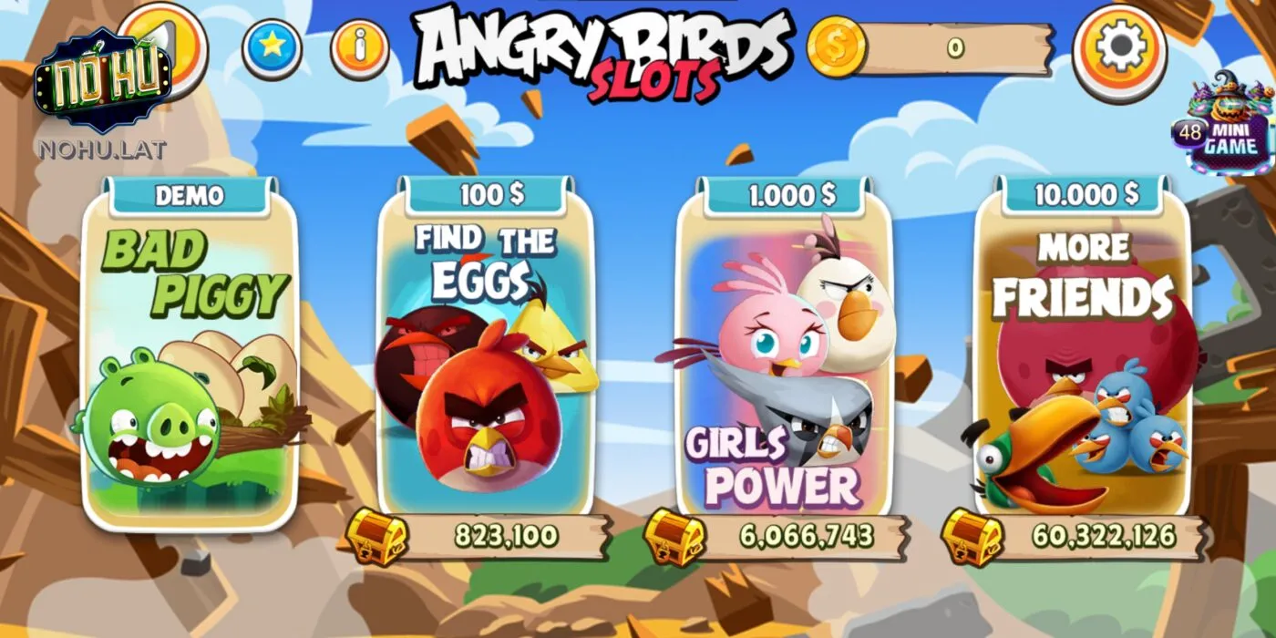 Tổng hợp các phòng chơi cơ bản khi chơi slot Angry Bird